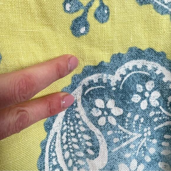 J. McLaughlin Edie Linen A Line Dress sz 0 Yellow Blue Paisley Preppy Summer - Picture 4 of 9